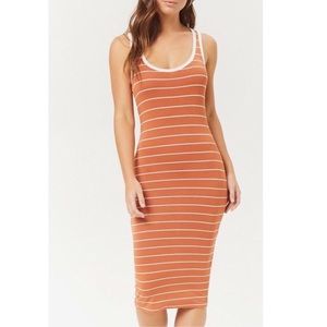 NWOT Burnt Orange & White Striped Midi Dress